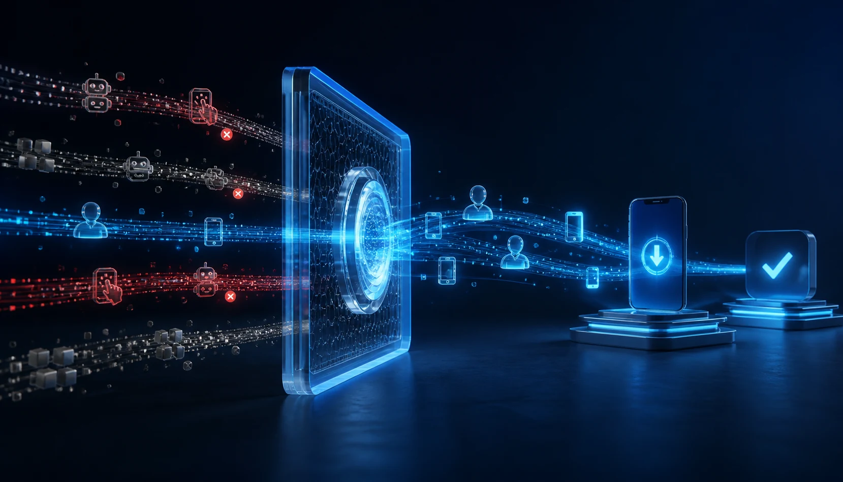 Real-time quality gateway filtering bot and fraudulent traffic before approved app outcomes